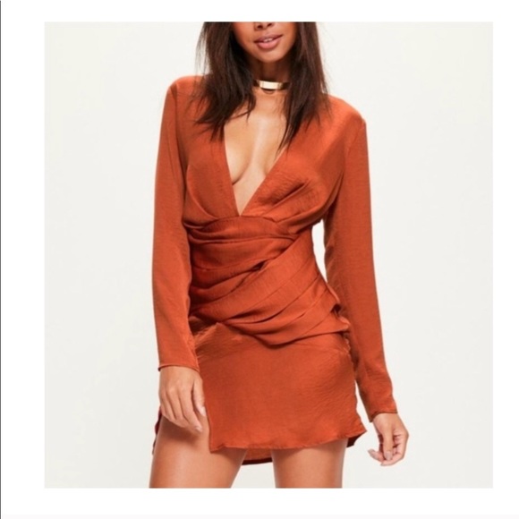 missguided burnt orange dress
